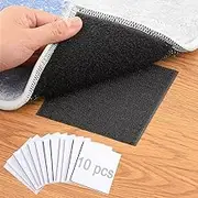Rug Anchors Carpet Hook and Loop Non-Slip Mat Anti-Skid Stickers (10PCS Black)