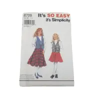 Simplicity Pattern 8709 Sizes 7 - 14 Girls Skirt Vest Uncut