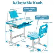 Adjustable Children's Desk and Chair Set with LED Lamp and Storage - Blue
