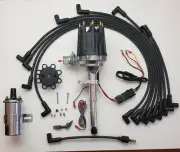 49-53 FORD FLATHEAD 239 255 Small Black Cap HEI Distributor + WIRES +CHROME COIL (for: Ford)