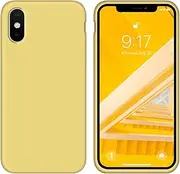 Case for iPhone X/iPhone Xs 5.8 inch Liquid Silicone Gel Rubber Phone Case,Full Body Slim Soft Microfiber Lining Cushion Shockproof Protective Case Compatible with iPhone X/iPhone Xs (Yellow)