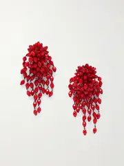 [Isabel Marant] Isabel Marant - Silver-tone Beaded Clip Earrings - Red - One size One size Red