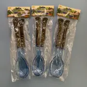 Brand New Plastic Salad Serve spoon set x 3 Blue colour set ✅