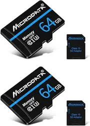 2 Pack 64GB TF Card with SD Adapter, C10 V30 Ultra High Speed U3 SD Card TF Flash Memory Card