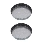 2x Mastercraft Crusty Bake 23cm Loose Base Non-Stick Round Flan Quiche Pan Black