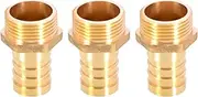 3PCS Brass Barbed Hose Fitting Coupler Connector 19mm to 3/4” Male BSP Thread Pipe Nipple Fitting Pipe Adapter