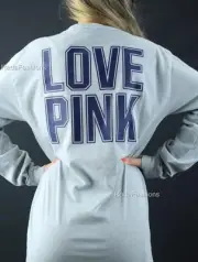 Victoria's Secret PINK Shirt Pocket Tunic Crew Varsity Top Long Sleeve Tee NWT