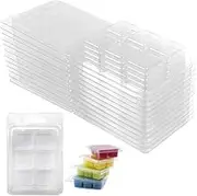 YSHIGUING Wax Melt Molds 50 Pcs 6 Cavity Resuable Clear Plastic Clamshell Mould Cube Tray for Candle Making and Soap Wax Melts Boxes