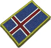 [BR44] BP0409V01 Iceland Flag Embroidered Patch Gold Border Uniform Kart Kimono, Hook Fasteners Attach to Tactical Hats and Gears