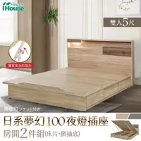 在飛比找momo購物網優惠-【IHouse】日系夢幻100 夜燈插座 房間2件組-雙人5