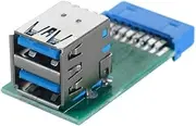 CY Vertical Dual USB 3.0 A Type Female to Motherboard 20 Pin Box Header Slot Adapter PCBA