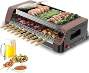 Electric Grill Table, Double Layers Kebab Making Machine Rotation Grill, 1800W Multifunctional Smokeless Non-Stick Baking Pan BBQ Grill for Home Camping Party Outdoor