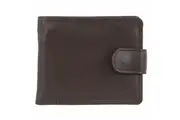 Milleni Mens 11cm Leather Flat Wallet Money Card Holder w RFID ID Window Brown