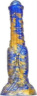 Realistic Tentacle Fantasy Monster Dildo Dong Silicone Dragon Thick Large G-spot Stimulating Big Ribbed Huge Thick Anal Alien Suction Cup Platinum Silicone Dong Anal Sex Toys for Men Women Adult Sex Toy (Blue Gold)