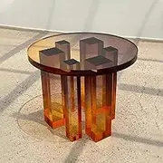 Acrylic Side Table - Round Gradient Coffee Table - Clear Rainbow Acrylic End Table - Creative Bedside Table Nightstand for Living Room Bedroom, Acrylic Tables, 60 X 45 Cm,C