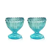 Blue Glass Egg Cup for Soft or Hard Boiled Egg Holder - Set of 2 Egg Holders ...