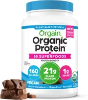 Orgain Organic Vegan Protein + 50 Superfoods Powder, Creamy Chocolate Fudge - 21