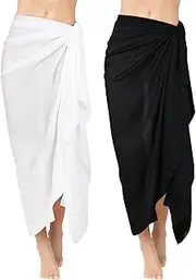 [Geyoga] 2 Pieces Beach Towels Long Sarong Swimsuit Wrap Shawl Rayon Cover Long Skirt for Ladies