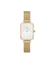 Daniel Wellington Quadro 20x26 Bezel Mesh White Mother of Pearl Gold Watch
