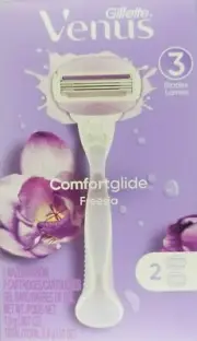 Gillette Venus Freesia Razor 3 Blade Comfort Glide With 2 Cartridges