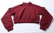 BP. Women's L/S Quarter Zip Fleece Detail Sweatshirt EJ2 Red Grape Small NWT