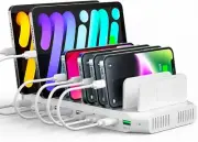 60W QC Charging Station for Multiple Devices, 10 Ports Multi USB Charger Station