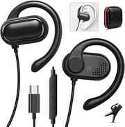 USB C Headphones Over-Ear Buds Hooks Wired Earbuds &Mic for Sports Running Volume Control, USB Type C Open Ear Headset for iPad Air Pro 2024 iPhone 15 Samsung Galaxy S24 S23 S22 S21 Oneplus 12 Pixel 8
