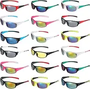 [Leumoi] 18 Pairs Polarized Sports Sunglasses Tactical Running Sunglasses Flexible Frame Driving Shade Motorcycle Glasses for Men Women Youth Baseball Golf Cycling Fishing Mountaineering, Assorted Colors