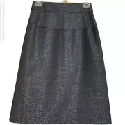 NWT THEORY WOOL BLEND TALIYAH METALLIC SILVER GRAY PENCIL OFFICE SKIRT Sz 4