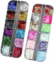 FOMIYES Unique Butterfly Sequin Set 2 Boxes Nail Art Gems Eye Shadow Glitter Makeup Sequins Pack