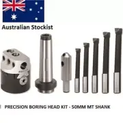 Precision Boring Head Kit - 50 mm with MT3 Shank and 5 Boring Bars + Fly Cutter
