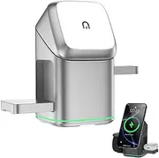Subsistenceed 3-in-1 Wireless Charger, Wireless Multi-Device Charging Touch Pop-Up Charging, 15w Auto Rotation Magnetic Charging Stand for Phone, Air-Pods, Iwatch (Sliver)