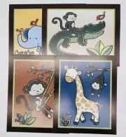 Nursery Art by Little Pig Studios Set of 4 Photo Art Prints Jungle Animals