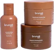 Brunae Body Bronzed Trio Bundle - Moisturiser, Tanning Oil, & Intensive Tanning Balm for Deeper, Faster Tan
