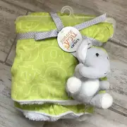 NWT CARTER’S “Just One You” RATTLE & Green ELEPHANT Lovey WHITE Sherpa BLANKET