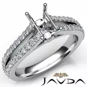 Emerald Semi Mount Diamond Engagement Prong Setting Ring 14k White Gold 0.65Ctw