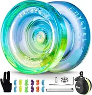 Responsive Yoyo K2 for Kids Beginners, Dual Purpose Yoyo K2 Professional Yoyo Replacement Unresponsive Bearing for Intermediate+1 Bearing Removal Tool+1 Yoyo Storage Bag+12 yoyo Strings+(Blue Yellow)