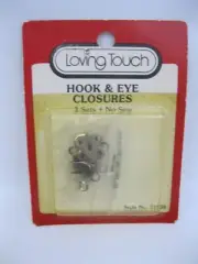 Loving Touch Hook & Eye Closures 3 Sets No Sew Style T1936 Crafts Vintage New