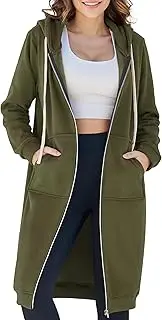 [Ablanczoom] Hoodies for Women Casual Zip Up Hoodie Long Tunic Sweatshirts Jackets Fashion Plus Size Hoodie with Pockets