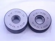 NEW 9/16 14 UNS 2A SOLID THREAD RING GAGES .5625 GO NO GO P.D.'S = .5146 & .5096