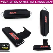 PAIR OF WEIGHTLIFTING ANKLE D-RING STRAP & HOOK STRAP FOR GYM FITNESS KTR®