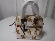 DOONEY & BOURKE Monogram Domed Satchel Crossbody Bag Adjustable Strap Beige NWT