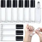 Glass Roller Bottles, 10 Pcs 10 Ml Clear Essential Oil Roller Bottles with Stain