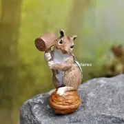 Miniature Chipmunk with Mallet GO 17456 Fairy Garden Terrarium