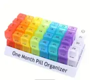 Monthly Pill Organizer Case Box 31 Days Medicine Storage 2 Times a Day AM PM