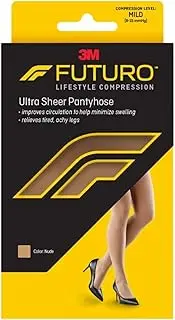 Futuro Energizing Women's Mild French Cut Lace Panty Ultra Sheer Pantyhose Size Plus Nude - 1 Pair, Pack of 4, Nude, Plus Size