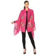 Clever Carriage Uzbekistan Embroidered Scarf -Pink Multi