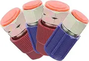 FELTECHELECTR 4 PCS C Car Charging Port Adapter Set to Quick Disconnect Fittings with Caps High Low Side Retrofit Durable Plated Design for Easy Installation Random Color