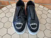 Vans Old Skool FANGS SHOES MENS SZ 11 BLACK TRUE WHITE Halloween Vampire Rare