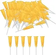 rockible 100x Blunt Tip Dispensing Pins, Stainless Steel,Versatile,Glue Application Tools, for Liquid DIY Paint Quilling, Oil, Orange